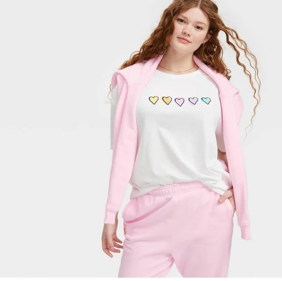 Roller Rabbit x Target Disco Hearts Wave Graphic T-Shirt Oversized - Picture 2 of 4